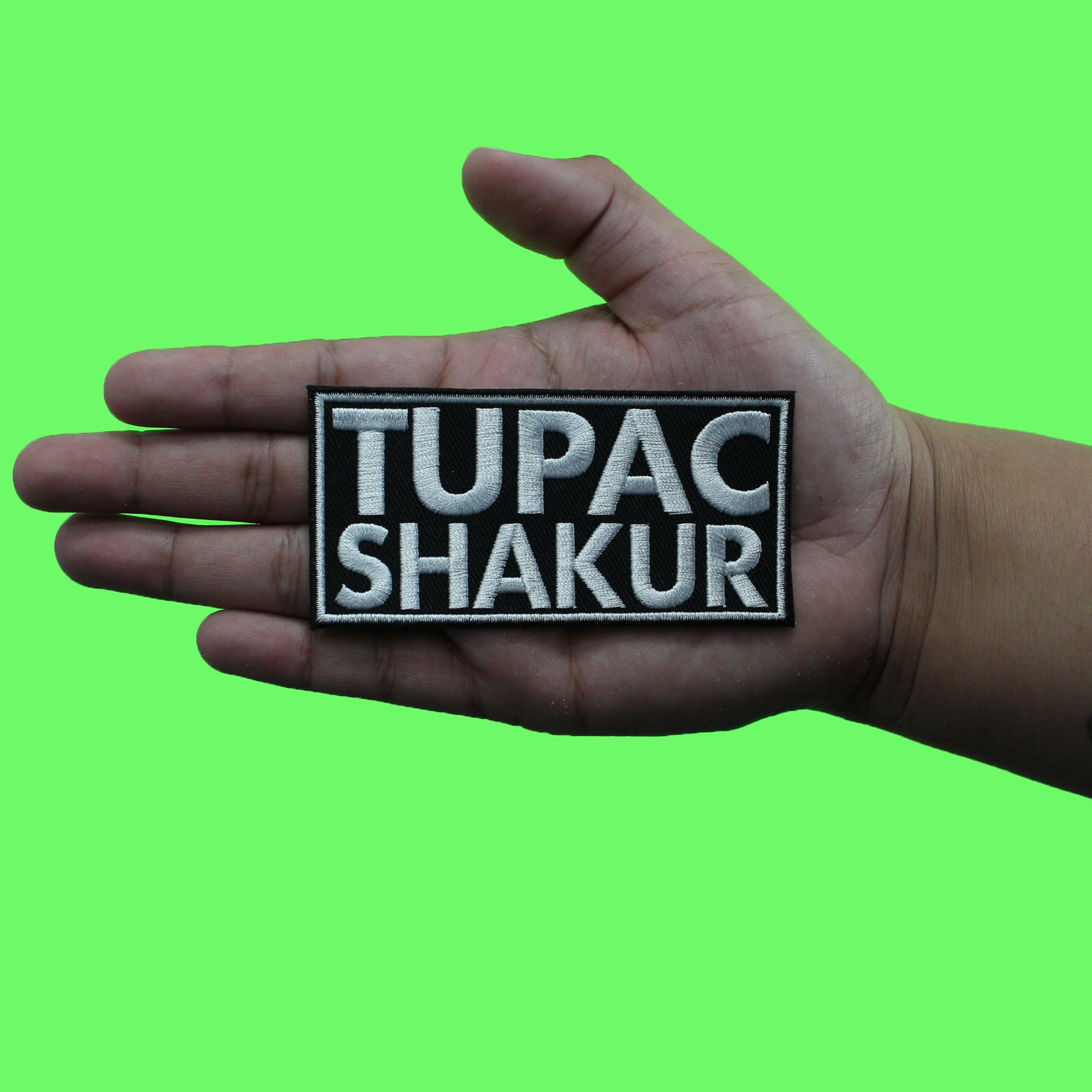 Tupac Shakur Name Logo Silver Patch Iconic Rapper Music
