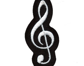 G-sleutel patch bladmuziek geborduurd ijzer op bf3