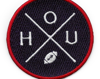 Houston Football Round Patch HOU Cross Team Embroidered Iron on Patch CG7