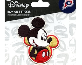 Disney Mickey Mouse Patch Inside Head Silhouette Leather Embroidered Iron On CB6
