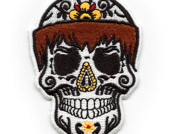 San Diego Friar Tuck Patch Sugar Skull Flower Embroidered Iron On AB6