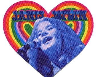 Janis Joplin Rainbow Heart Patch Legend Rock Artist Sublimated Iron On EC3