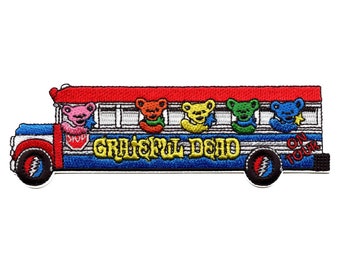 Grateful Dead Tour Bus Iron-On Patch – Embroidered Dancing Bears Bus Patch, Deadhead Gift, Rock Band Jacket Backpack Patch