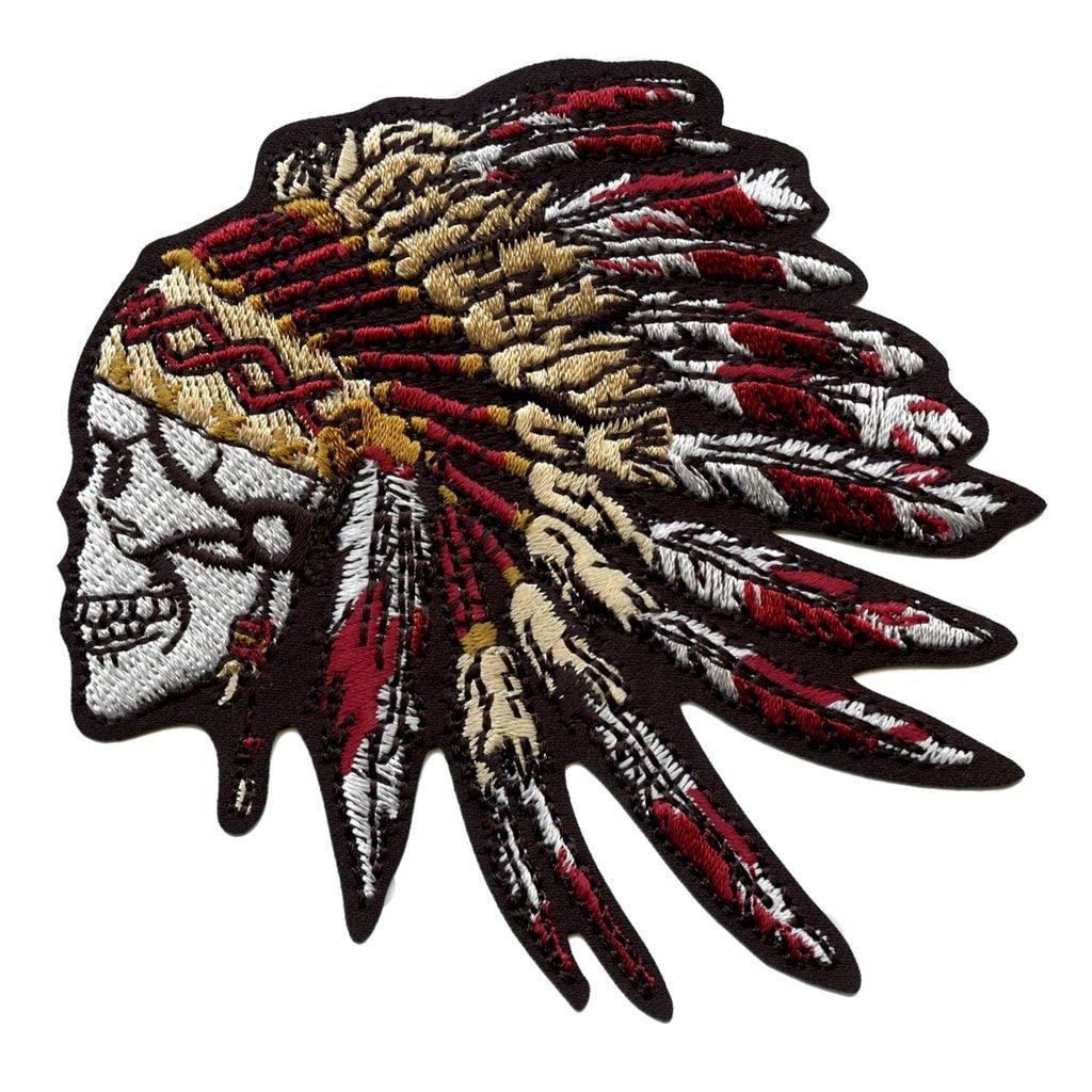 Native American Patch Chief Skull Headdress Embroidered Iron on AC5 - Etsy