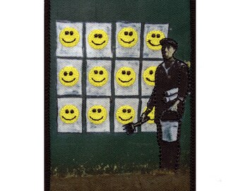 Banksy Happy Face Posters Patch Embroidered Iron On Officially Licensed Street Art Memorabilia Collectible