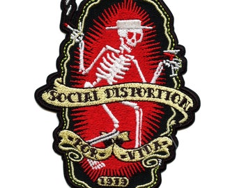 Social Distortion Por Vida Patch Punk Party Skelett Gestickt Aufnäher EG2