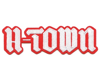 Red H-Town Houston Old English Patch Script Logo Embroidered Iron on CG8