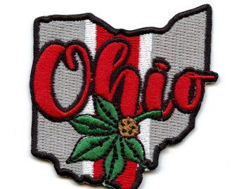 Ohio College Football State Patch Buckeye Embroidered Iron On AH6