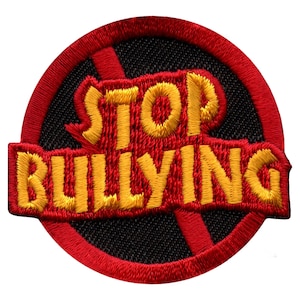 Stop bullying patch round awareness embroidered iron on BG4