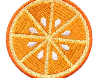Orange slice round patch citrus embroidered iron on ef4