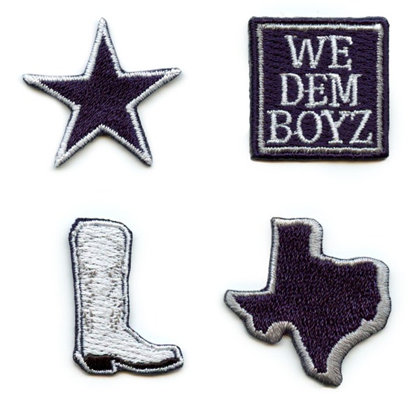 Dallas Football Team 4 Pack Mini Set Patch Boot Star Texas Embroidered Iron On BF8