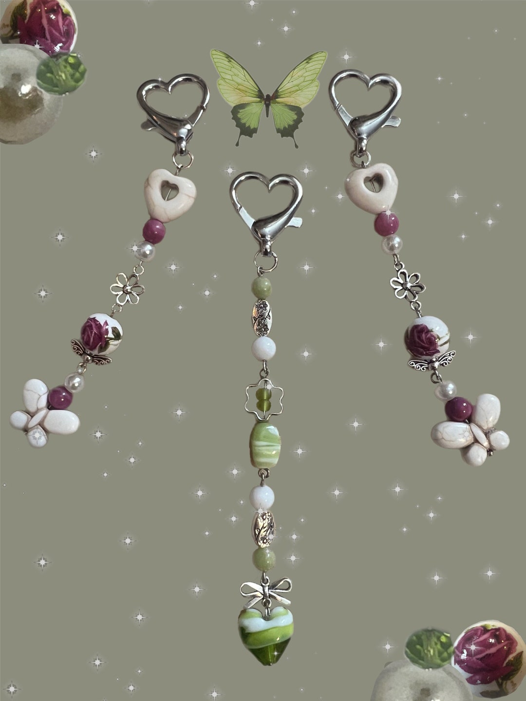 Beaded Cottage Keychains Handmade Cottagecore Simple Sweet Aesthetic - Etsy