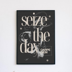 Artistiek Latijns citaat &#39;carpe diem&#39; - &#39;pluk de dag&#39;. kunstafdruk. Latijnse poster. Latijns citaat