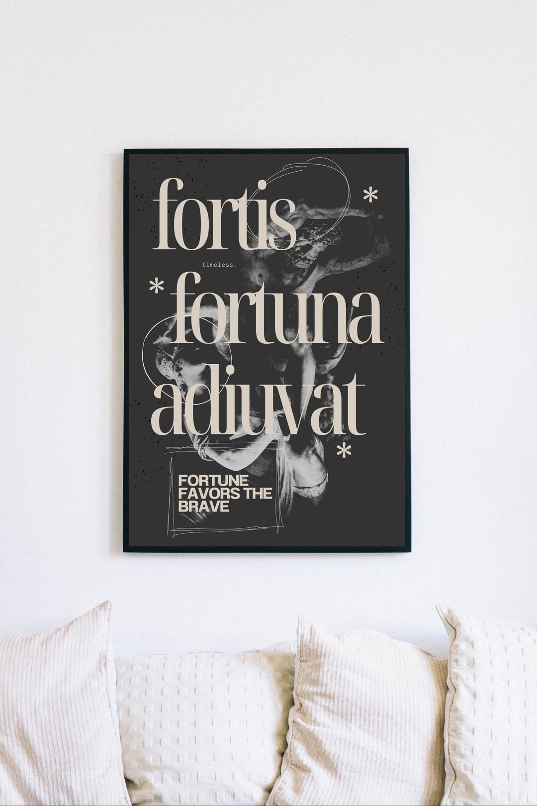 Artistic Latin Quote 'fortis Fortuna Adiuvat' 'fortune Favors the