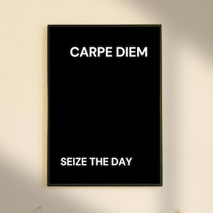 Latijns citaat. &#39;Pluk de dag&#39; &#39;Carpe Diem&#39;-kunstprint. kunst aan de muur. Kunstafdruk met Latijnse quote
