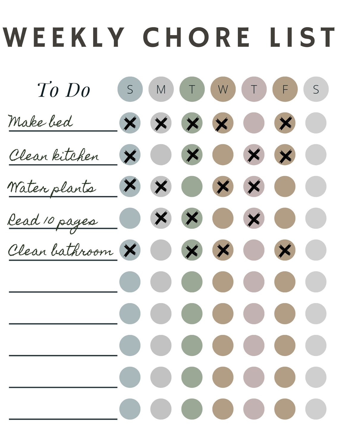 Daily Chore List, Printable Chore List, Printable Organizer, Chore List ...