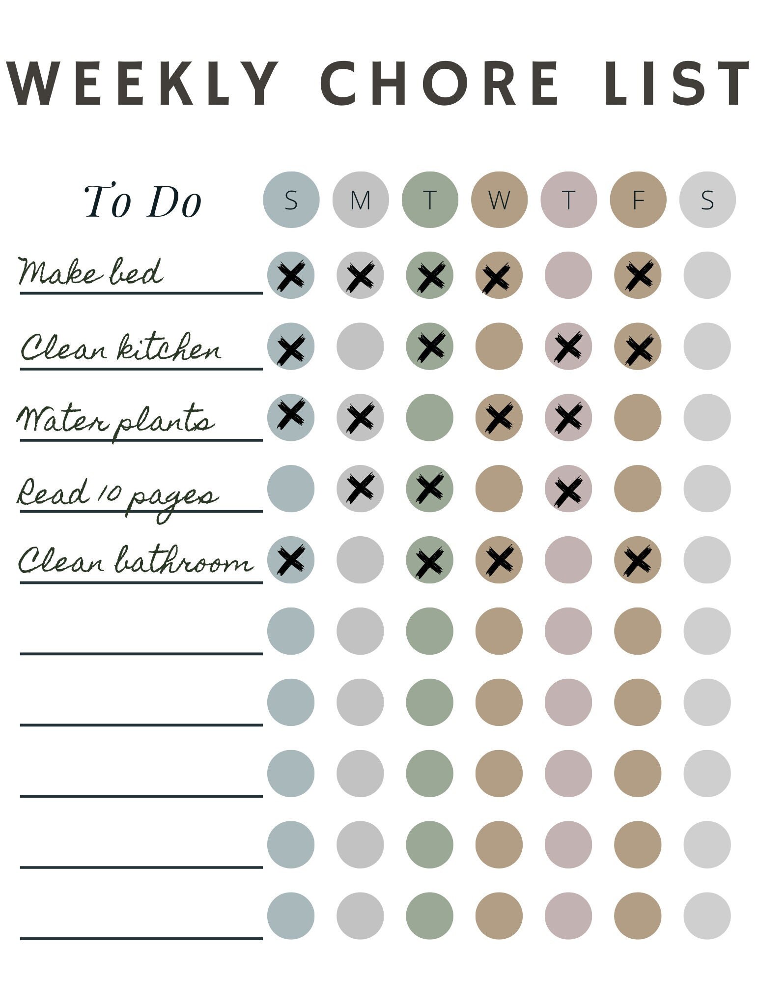 Daily Chore List, Printable Chore List, Printable Organizer, Chore List ...