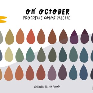 Procreate Color Palette | Procreate Color swatches | October colors | Boho | iPad procreate lettering, brushes, tools
