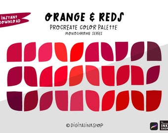 Palette di colori Procreate arancione e rosso: 30 tonalità di fuoco (download digitale)