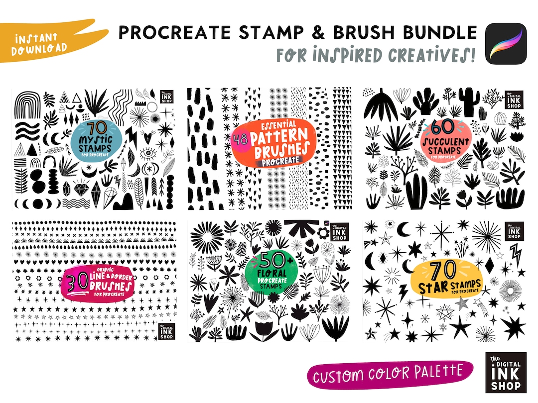 Procreate Brush Bundle Plus Bonus Procreate Brushes L Clip Art L ...