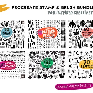 Procreate Stamp Brush Bundle: Mystic, Floral, Star, Succulent (Digital Download)