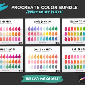 180 Procreate Colors | Procreate Color BUNDLE | 6 Spring Palettes | Procreate brushes | Easter color palettes l Gradient color swatches
