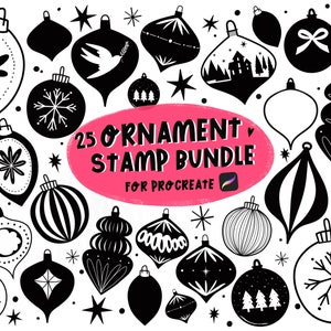Procreate brush bundle l Procreate stamps l Holiday procreate brushes l Ornaments l Procreate Ornament Stamps l Procreate color Palettes