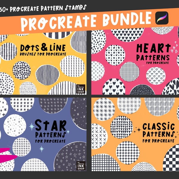 Procreate Pattern Brush Bundle | Star backgrounds | Dots & lines | Grid background | Procreate texture brushes  | Procreate backgrounds