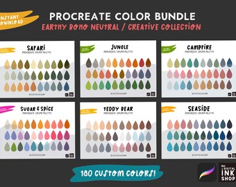Lot de palettes de couleurs Boho neutres Procreate : tons de terre (téléchargement numérique)