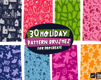 30 Holiday Pattern Brushes | Procreate Brushes | Procreate Brush Bundle | Instant Download l Procreate stamps l Christmas Patterns