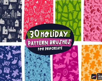 Pinceles con motivos navideños: 30 sellos navideños para Procreate (descarga digital)