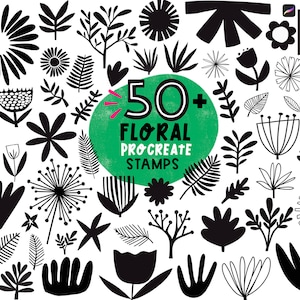 50+ Hand-Drawn Floral Procreate Stamps: Botanical Art (Commercial Use)