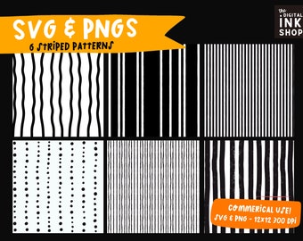 Striped Background SVG Bundle: 6 Vector Stripe Patterns (Digital Download)