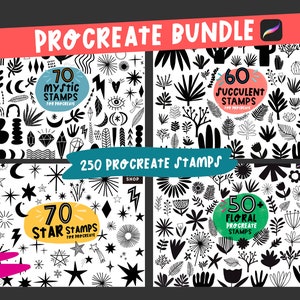 Procreate Stamps Bundle: 250 Abstract, Floral, Mystic (Digital Download)