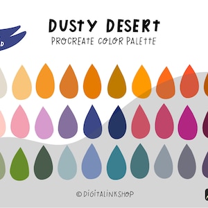 Procreate Color Palette | Procreate Color swatches | Boho palette | iPad procreate brushes, lettering, tools