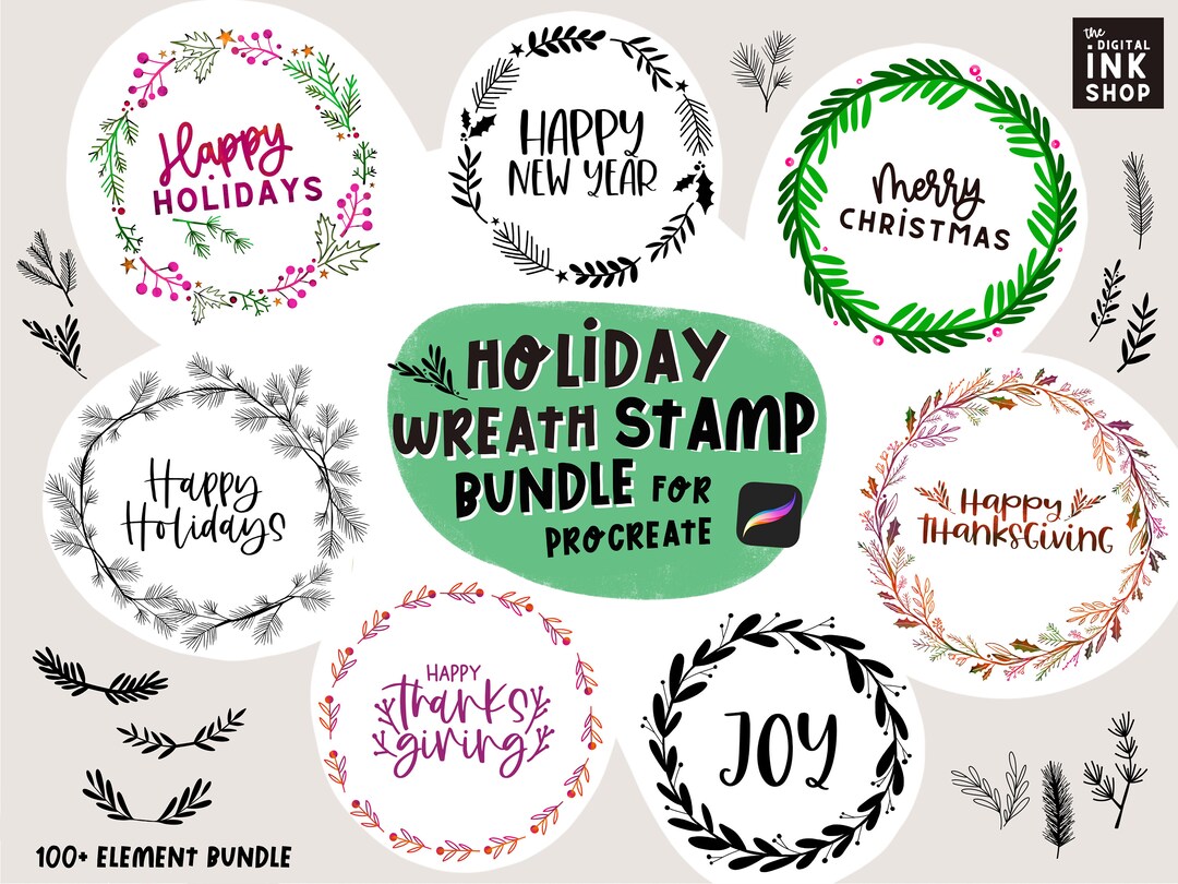 Procreate Brush Bundle L Procreate Wreath Stamps L Procreate Christmas ...
