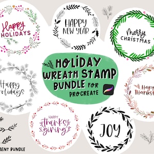 Procreate Brush Bundle l Procreate Wreath stamps l Procreate Christmas stamps l Procreate wreath bundle l Christmas wreath svg