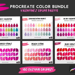 180 Procreate Colors | Procreate Color BUNDLE | 6 Valentine Palettes | Procreate brushes | Gradient color swatches