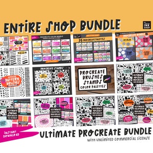 HUGE Procreate Bundle | Entire Shop bundle | Procreate brushes | Procreate stamps l Color Palettes | Procreate backgrounds
