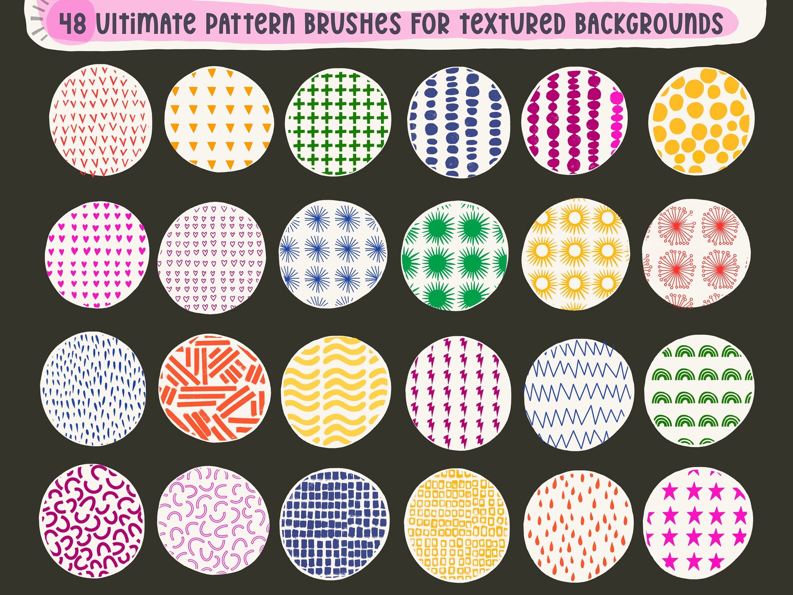 Abstract Procreate Pattern Brushes Set of 48 Procreate Etsy