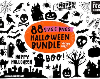 88 Halloween SVG Graphics Bundle: Procreate Stamps (Digital Download)