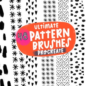 48 個の Procreate パターン ブラシ | Procreate テクスチャ ブラシ | Procreate 背景 | Procreate ブラシ バンドル | 即時ダウンロード