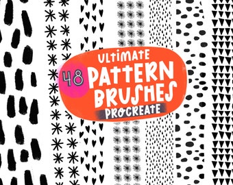 48 Abstract Pattern Procreate Brushes: Texture Brush Bundle (Instant Download)
