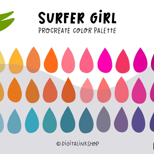 Procreate Color Palette | Surfer girl | Procreate Color Swatches | Instant download  | Beach Surf Ocean color Palette