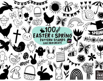 100 Easter stamps for Procreate | Procreate stamps l Procreate brushes | Procreate Easter Brushes | Spring stamps l Procreate Bundle