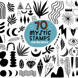 Procreate Stamp Set | Procreate Brushes | Mystic Procreate Stamps | Procreate Shapes | Moons and Stars | Abstract Procreate