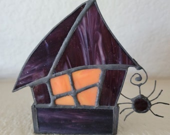 Haunted House Stained Glass Tealight Holder