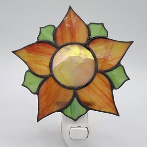 Blumen-Buntglas-Nachtlicht