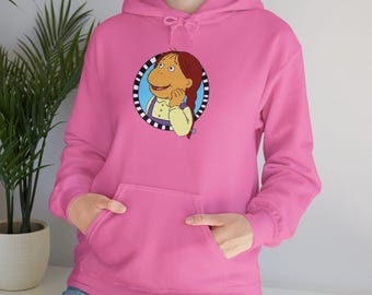 Muffy Crosswire Hoodie, Arthur Cartoon Graphic Print Pullover