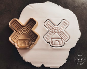 Molino de viento, cortador de galletas de molino de viento y sello I sello fondant I cortador de galletas